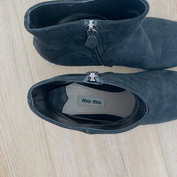 Miu Miu Suede Crystal Embellishments Boots Size 8 - Picture 5 of 12